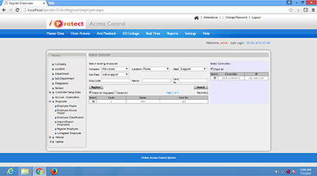 iProtect Access Control Masters Update- UnRegister Employees